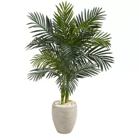 Almost Natural 5 Foot Artificial Golden Palm Tree in Oval Planter Artificial Plants & Flowers