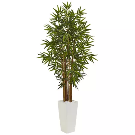 5 ft Almost Natural Artificial Bamboo Tree in White Tower Planter Artificial Plants & Flowers