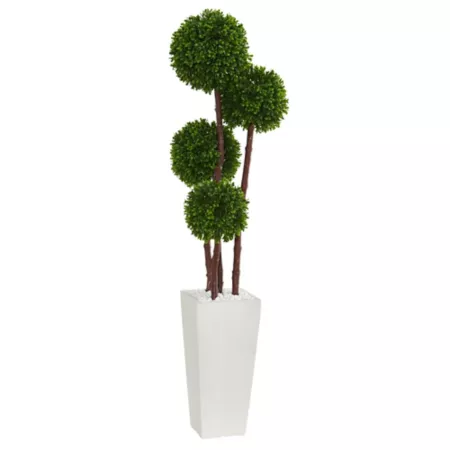 Nearly Natural 4' Artificial Boxwood Topiary Tree in Planter UV Resistant Indoor/Outdoor Artificial Plants & Flowers