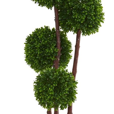 Image showing  4 ft. Artificial Indoor/Outdoor UV-Resistant Boxwood Topiary Tree in Planter
