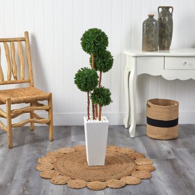 Image showing  4 ft. Artificial Indoor/Outdoor UV-Resistant Boxwood Topiary Tree in Planter