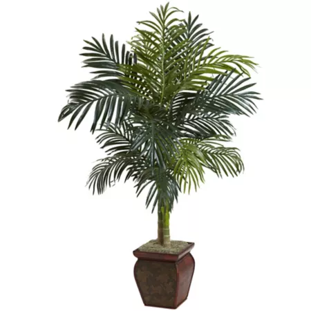 5 ft Almost Natural Golden Cane Palm with Decorative Container Artificial Plants & Flowers