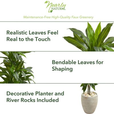 Image showing  4 ft. Artificial Dracaena Plant in Sand Colored Planter
