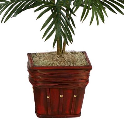 Image showing  38 in. Silk Areca Palm in Wicker Basket Plant
