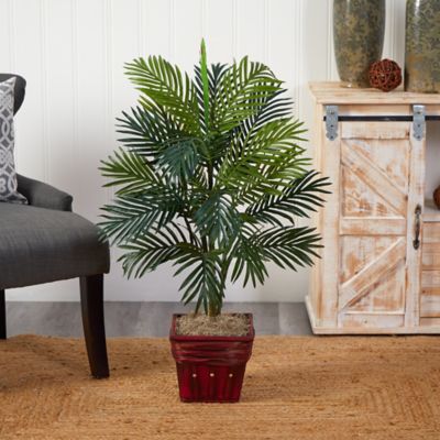 Image showing  38 in. Silk Areca Palm in Wicker Basket Plant