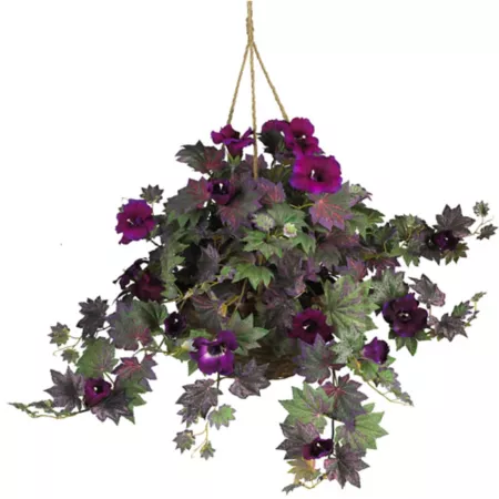 Almost Natural Morning Glory Hanging Basket Silk Plant Artificial Plants & Flowers