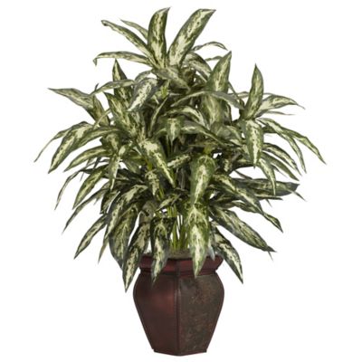 Nearly Natural 5.75 in. Aglaonema with Decorative Vase Silk Plant