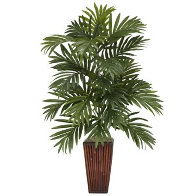 Nearly Natural 32 in. Silk Areca Palm with Bamboo in Vase