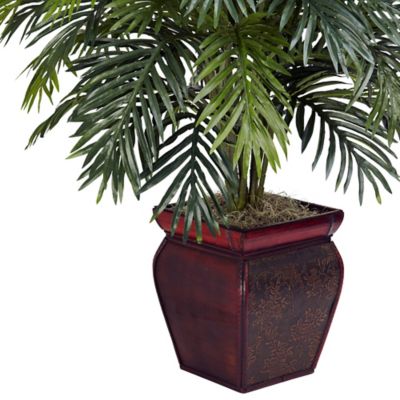 Image showing 2 th Nearly Natural 38 in. Silk Areca Palm Plant in Decorative Planter