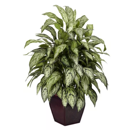 Almost Natural Silver Queen Silk Plant with Decorative Pot Artificial Plants & Flowers