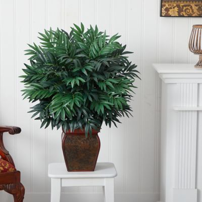Image showing  35 in. Silk Double Bamboo Palm in Decorative Planter