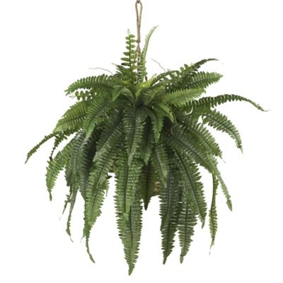 Nearly Natural 22 in. Artificial Large Boston Fern Hanging Basket