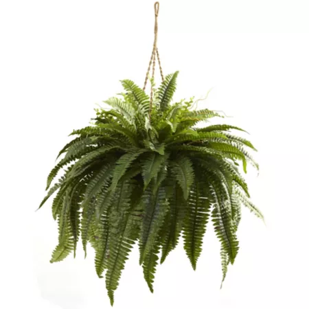 Nearly Natural 29" Double Giant Boston Fern Hanging Basket Artificial Plants & Flowers