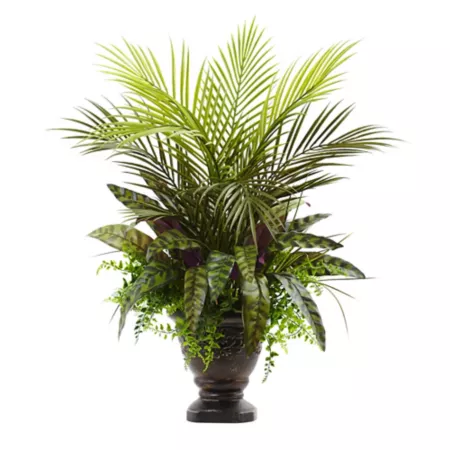 Nearly Natural 27 in Areca Palm/Fern/Peacock Mix with Planter Artificial Plants & Flowers