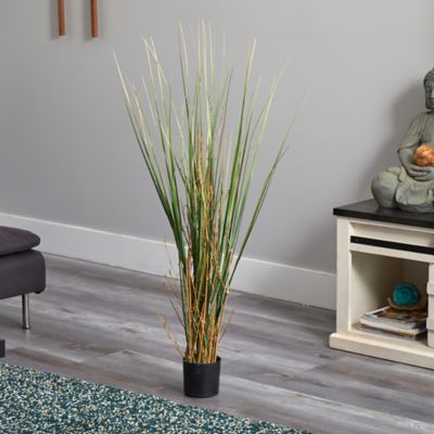 Image showing  4 ft. Artificial Grass and Bamboo Plant