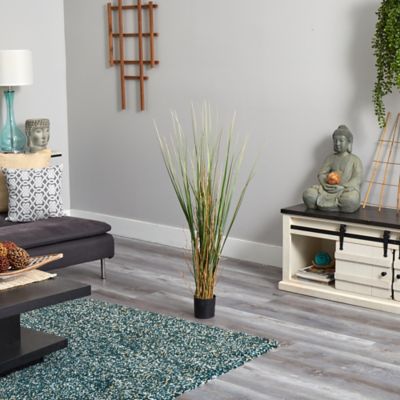 Image showing  4 ft. Artificial Grass and Bamboo Plant