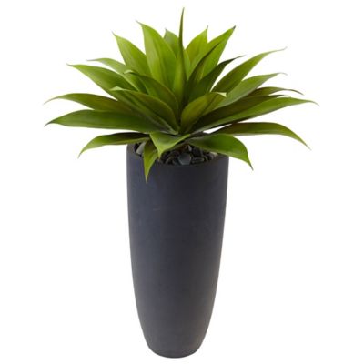 Nearly Natural 38 in. Artificial Agave Plant in Gray Cylinder Planter