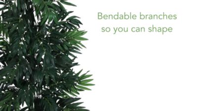 Image showing  5 ft. Bamboo Palm Artificial Plant in White Planter