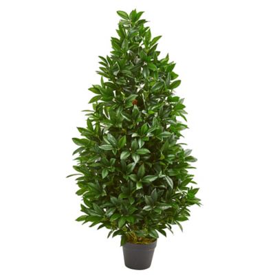 Nearly Natural 4 ft. Bay Leaf Artificial Topiary Tree, UV Resistant, Indoor/Outdoor