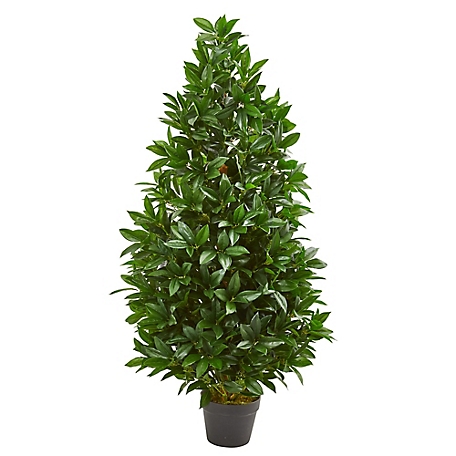 Nearly Natural 4 ft. Bay Leaf Artificial Topiary Tree, UV Resistant, Indoor/Outdoor
