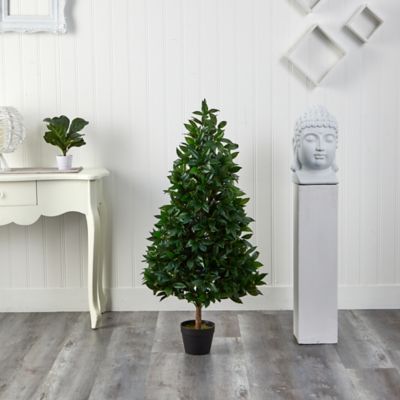 Image showing  4 ft. Artificial Indoor/Outdoor UV-Resistant Bay Leaf Topiary Tree