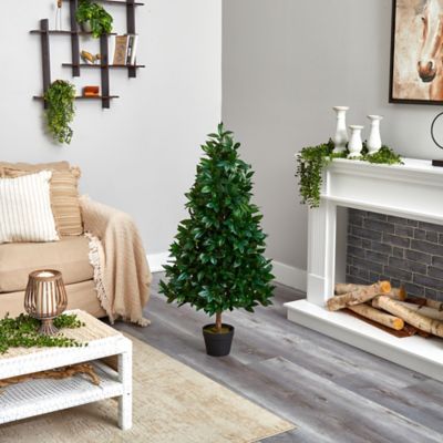 Image showing  4 ft. Artificial Indoor/Outdoor UV-Resistant Bay Leaf Topiary Tree