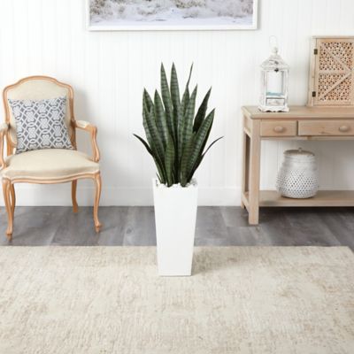 Image showing  4 ft. Faux Sansevieria Plant in White Tower Planter