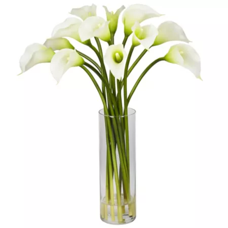 Almost Natural Mini Calla Lily Silk Floral Arrangement Artificial Plants & Flowers