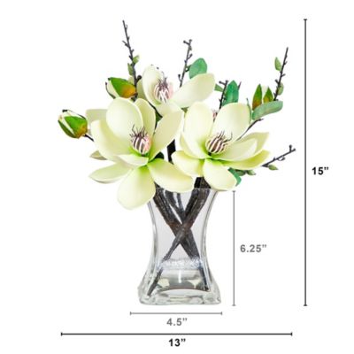 Image showing  15 in. Artificial Magnolia Arrangement in Vase