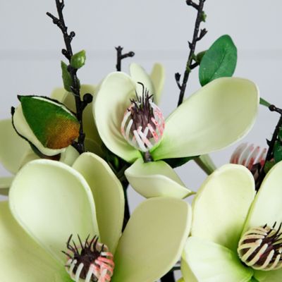 Image showing  15 in. Artificial Magnolia Arrangement in Vase