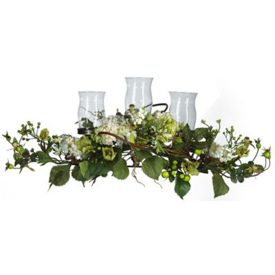 Nearly Natural 6 in. Hydrangea Triple Candelabrum Centerpiece