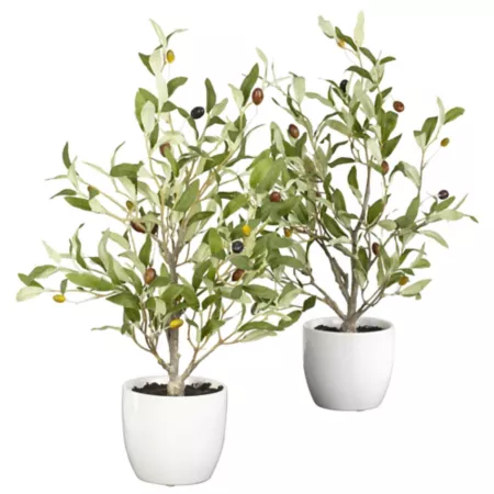 Nearly Natural 18 in Silk Olive Trees with Vase Pack of 2 Artificial Plants & Flowers