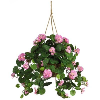 Nearly Natural Geranium Hanging Basket Silk Plant, 6609-PK