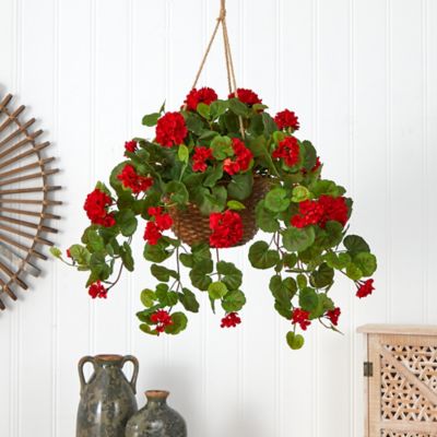 Image showing  Geranium Hanging Basket Silk Plant, 6609-RD