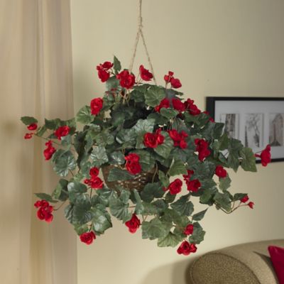 Image showing 3 th Nearly Natural Artificial Begonia Hanging Basket