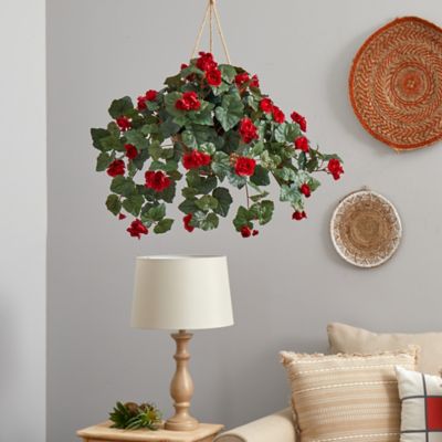 Image showing 4 th Nearly Natural Artificial Begonia Hanging Basket