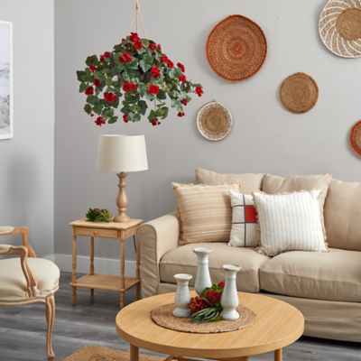 Image showing 5 th Nearly Natural Artificial Begonia Hanging Basket