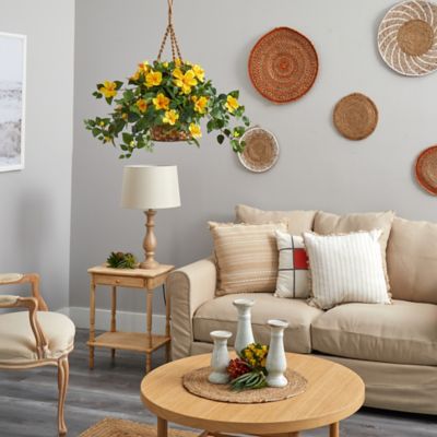 Image showing  22 in. Artificial Hibiscus in Hanging Basket