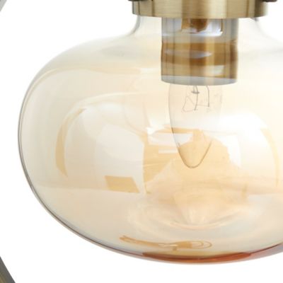 Image showing  Gold Metal Circular Framed Accent Lamp with Hanging Glass Shade 14" x 8" x 15"