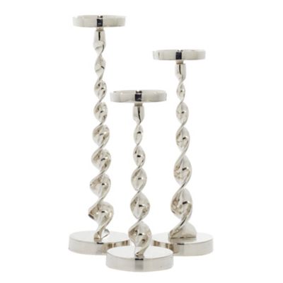 Image showing  Assorted Aluminum Candle Holders, Silver, 3-Pack
