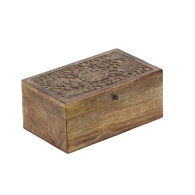 Image showing 5 th Harper & Willow Brown Mango Wood Rustic Box Set, Assorted, 3 pc.