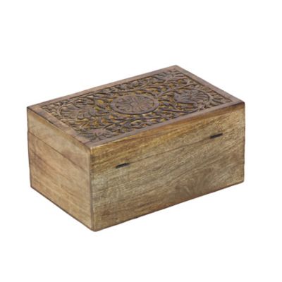 Image showing 6 th Harper & Willow Brown Mango Wood Rustic Box Set, Assorted, 3 pc.