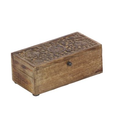 Image showing 9 th Harper & Willow Brown Mango Wood Rustic Box Set, Assorted, 3 pc.
