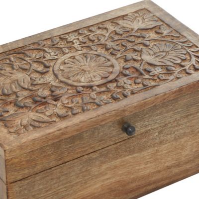 Image showing 12 th Harper & Willow Brown Mango Wood Rustic Box Set, Assorted, 3 pc.