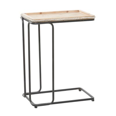Image showing  White Ceramic Industrial Accent Table, 26 in. x 20 in. x 13 in.