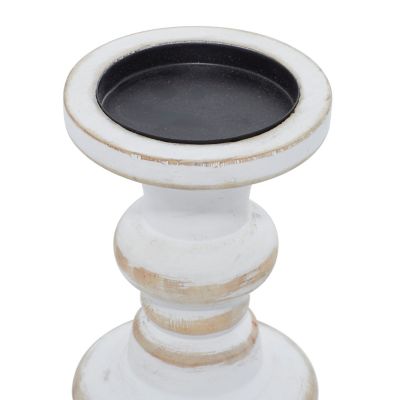 Image showing  Assorted Wood Farmhouse Candle Holders, White, 3-Pack