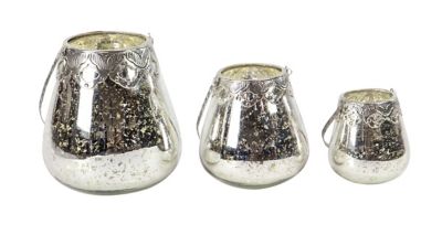 Image showing  Silver Glass Candle Lantern, 5 in., 7 in., 9 in., 3 pc., 24727