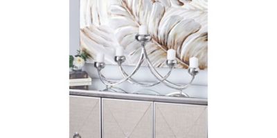 Harper & Willow Silver Stainless Steel Candlestick Holder, 15 in. x 28 in. x 5 in., 91016