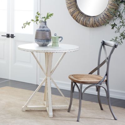 Harper & Willow White Wood Accent Table, 29 in. x 29 in. x 31 in.