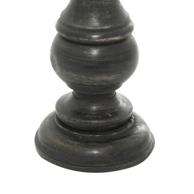 Image showing  Assorted Mango Wood Traditional Candle Holders, Black, 3-Pack
